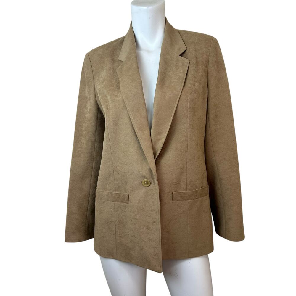 Vintage Lou Rose Santa Barbara Microsuede Camel Tan Quiet Luxury Blazer sz XS/S